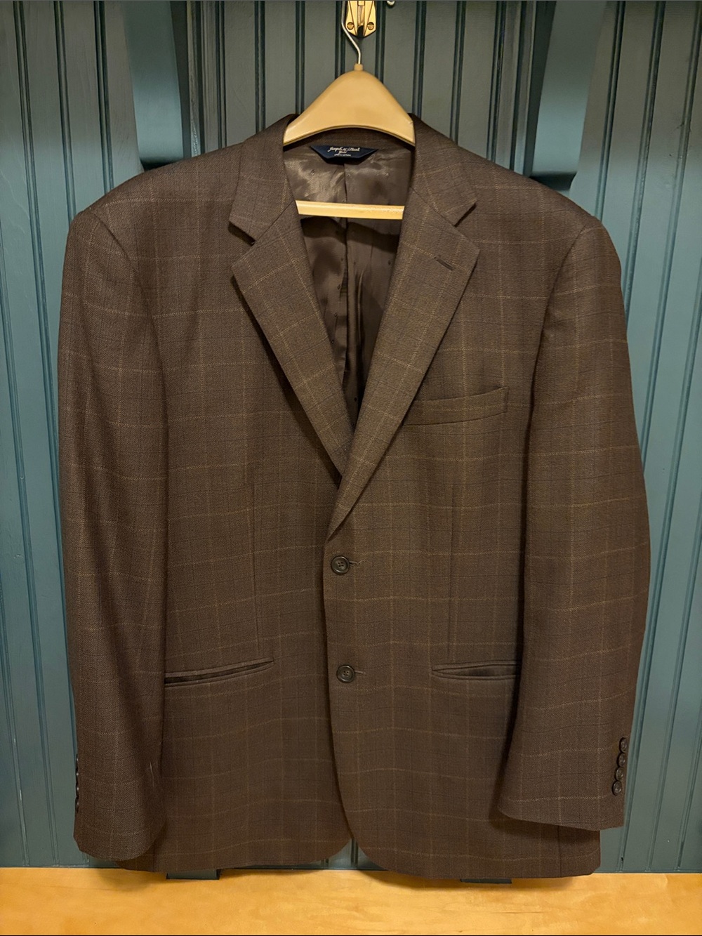 Joseph & Feiss Gold 100% wool sport coat/blazer Chocolate brown window pane